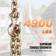 VEVOR Binder Chain G80 Tie Down Tow Chain with Two Hooks 8 mm x 316 cm 2.22T