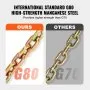 VEVOR Binder Chain G80 Tie Down Tow Chain with Hooks 9.5mm x 313.9cm 2 Pack 3220.5 kg
