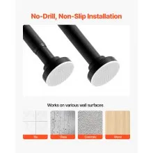 VEVOR Shower Curtain Rod Adjustable Tension Rod 28-76 in Stainless Steel Black