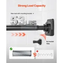 VEVOR Shower Curtain Rod Adjustable Tension Rod 28-76 in Stainless Steel Black