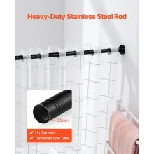 VEVOR Shower Curtain Rod Adjustable Tension Rod 28-76 in Stainless Steel Black