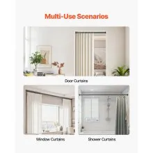 VEVOR Shower Curtain Rod Adjustable Tension Rod 28-76 in Stainless Steel Black