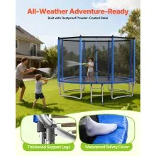VEVOR Outdoor Trampoline, 12FT Round Recreational Trampoline with Enclosure Net, ASTM Approved, Heavy Duty Trampolines, Max 400 lbs Weight Capacity, Anti-Rust Backyard Trampolines for Kids & Adults