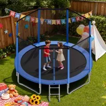 VEVOR Outdoor Trampoline, 12FT Round Recreational Trampoline with Enclosure Net, ASTM Approved, Heavy Duty Trampolines, Max 400 lbs Weight Capacity, Anti-Rust Backyard Trampolines for Kids & Adults