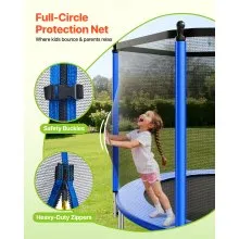VEVOR Outdoor Trampoline, 14FT Round Recreational Trampoline with Enclosure Net, ASTM Approved, Heavy Duty Trampolines, Max 450 lbs Weight Capacity, Anti-Rust Backyard Trampolines for Kids & Adults