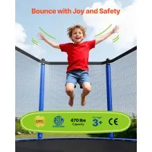 VEVOR Outdoor Trampoline, 15FT Round Recreational Trampoline with Enclosure Net, ASTM Approved, Heavy Duty Trampolines, Max 470 lbs Weight Capacity, Anti-Rust Backyard Trampolines for Kids & Adults