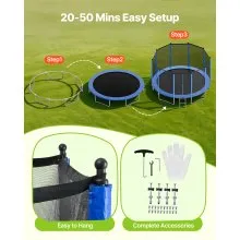VEVOR Outdoor Trampoline, 15FT Round Recreational Trampoline with Enclosure Net, ASTM Approved, Heavy Duty Trampolines, Max 470 lbs Weight Capacity, Anti-Rust Backyard Trampolines for Kids & Adults