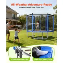 VEVOR Outdoor Trampoline, 8FT Round Recreational Trampoline with Enclosure Net, ASTM Approved, Heavy Duty Trampolines, Max 265 lbs Weight Capacity, Anti-Rust Backyard Trampolines for Kids & Adults