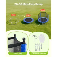 VEVOR Outdoor Trampoline, 8FT Round Recreational Trampoline with Enclosure Net, ASTM Approved, Heavy Duty Trampolines, Max 265 lbs Weight Capacity, Anti-Rust Backyard Trampolines for Kids & Adults