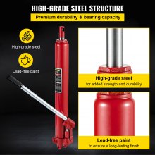 VEVOR Hydraulic Long Ram Jack, 3 Tons/6600 lbs Capacity, with Single Piston Pump and Clevis Base, Manual Cherry Picker with Handle, for Garage/Shop Cranes, Engine Lift Hoist, Red
