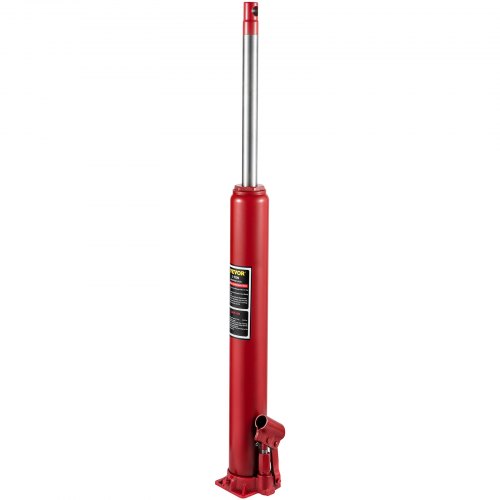 VEVOR Hydraulic Long Ram Jack, 3 Tons/6600 lbs Capacity, with Single Piston Pump and Flat Base, Manual Cherry Picker with Handle, for Garage/Shop Cranes, Engine Lift Hoist, Red