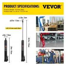 VEVOR Hydraulic Long Ram Jack, 8 Tons/17636 lbs Capacity, with Single Piston Pump and Clevis Base, Manual Cherry Picker w/Handle, for Garage/Shop Cranes, Engine Lift Hoist, Black