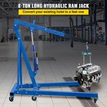VEVOR Hydraulisk Long Ram Jack Manuel Enkeltpumpe 8 Tons Motor Lift Cherry Picker