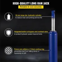 VEVOR Hydraulic Long Ram Jack Manual Single Pump 8 Ton Engine Lift Cherry Picker