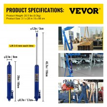 VEVOR Hydraulic Long Ram Jack, 8 Tons/17363 lbs Capacity, with Single Piston Pump and Clevis Base, Manual Cherry Picker w/Handle, for Garage/Shop Cranes, Engine Lift Hoist, Blue