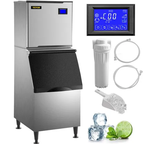 VEVOR 110V Commercial Ice Maker 360LB/24H, Industrial Modular Stainless Steel Ice Machine with 250LB Large Storage Bin, 195PCS Ice Cubes Ready in 8-15 Mins, Professional Refrigeration Equipment