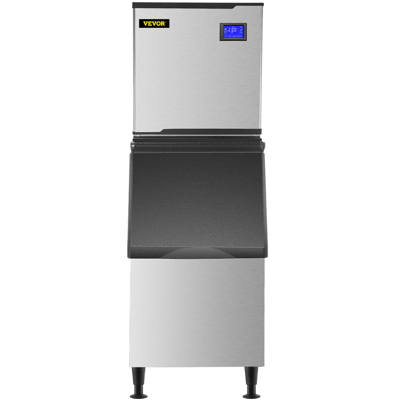 VEVOR 110V Commercial Ice Maker 360LB/24H, Industrial Modular Stainless Steel Ice Machine with 250LB Large Storage Bin, 195PCS Ice Cubes Ready in 8-15 Mins, Professional Refrigeration Equipment