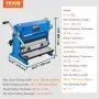 VEVOR Sheet Metal Brake, 305 mm, 3-In-1 Combination Shear Brake Roll Machine, 1 mm Capacity Shear Press Brake with 90° Max Bending Angle, Shears and Slip Roll Machine for Shear Bending Rolling