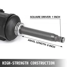 VEVOR 1 Inch Heavy Duty Pneumatic Impact Wrench 2800 Nm 2070 ft.lb, AIR Impact Wrench with 1" square drive and 2pcs 1" impact sockets.