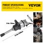 VEVOR 3800N.M 1" Air Impact Wrench Pneumatic Long Nose 3800 Ft lbs Long Shank 8inch 4000RPM Heavy Duty Car Workshops Busy Garages