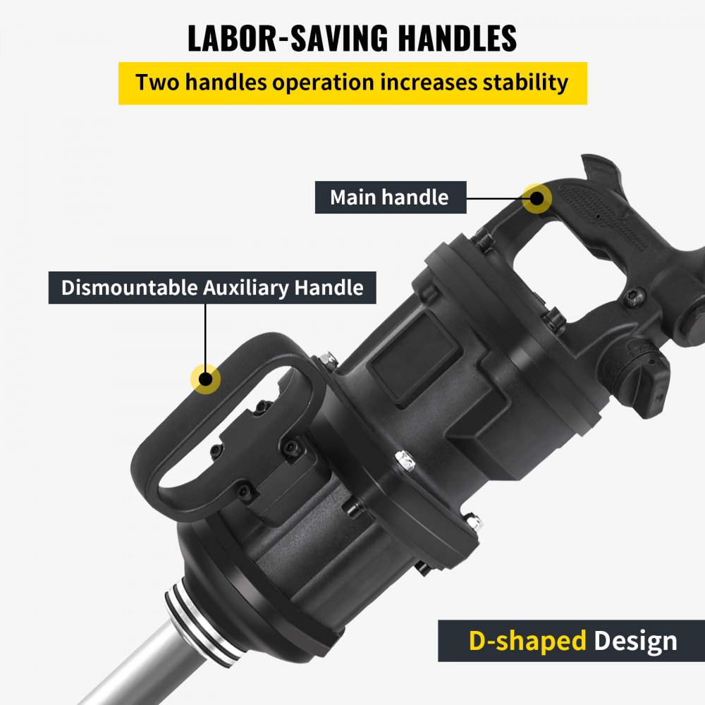 VEVOR 5800N.M 1" Impact Wrench Pneumatic Long Nose, 4280 Ft/Lbs 1" Air Impact Wrench Long Shank Hammer,  Heavy Duty 38Mm/1.5Inch Car Workshops Fitters Superior
