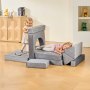 VEVOR Modular Kids Play Couch, Sectional Toddler Sofa with Armrests, 28D Sponge & Short Pile, Convertible Kids Modular Couch DIY Creative Combination for Playroom, Bedroom, Living Room, 14 Pcs, Gray