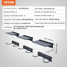 VEVOR Bike Storage Rack Wall Mount Garage Bike Holder & 3 Shelves for 6 Bicycles