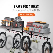 VEVOR Bike Storage Rack Wall Mount Garage Bike Holder & 2 Shelves for 4 Bicycles