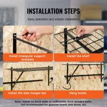 VEVOR Bike Storage Rack Wall Mount Garage Bike Holder & 2 Shelves for 4 Bicycles