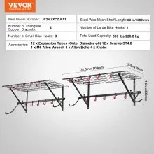 VEVOR Bike Storage Rack Wall Mount Garage Bike Holder & 2 Shelves for 4 Bicycles