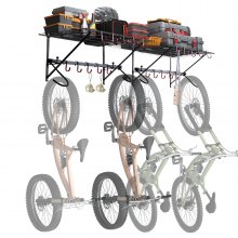 VEVOR Bike Storage Rack Wall Mount Garage Bike Holder & 2 Shelves for 4 Bicycles