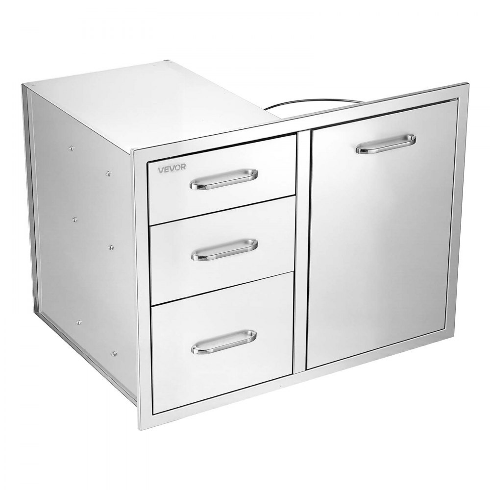 VEVOR Outdoor Kitchen Drawer Combo, 57.2 x 52.1 x 76.2 cm (WxHxD), Propane, for BBQ Island Storage, Patio Bars and Grill Station, with Handle, Built-In BBQ Island Drawers Organize Cookware Accessories