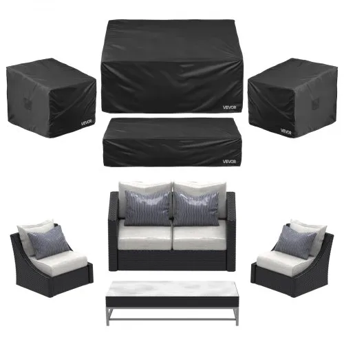 Patio Outdoor Furniture Cover 4-Piece Set 420D Waterproof Table Chair Sofa