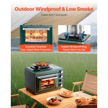 Outdoor Oven 2-in-1 Portable Gas Camping Stove Oven Combo Adjustable Fire