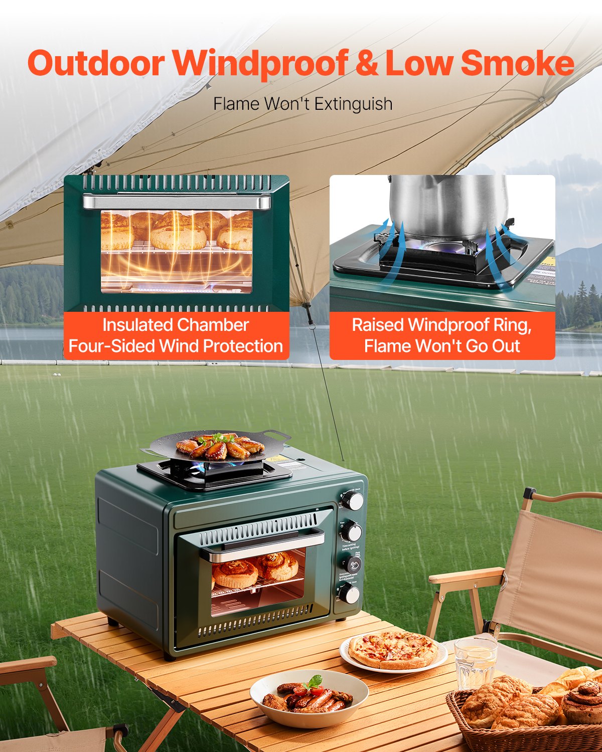 Outdoor Oven 2-in-1 Portable Gas Camping Stove Oven Combo Adjustable Fire Outdoor Oven 2-in-1 Portable Gas Camping Stove Oven Combo Adjustable Fire