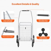 Stair Climbing Cart Foldable Shopping Cart 45L with Stair Climbing Wheels