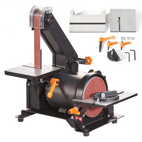 VEVOR 5" Disc Sander and 1" x 30" Belt Sander Combo with 2.5A Induction Motor, Powerful Woodworking Bench Sander with 0-45° Adjustable Cast Aluminum Work Table