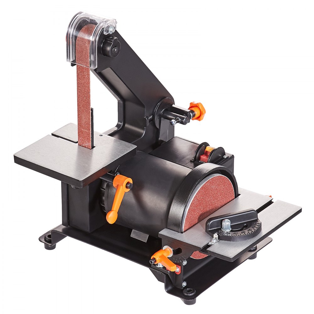 VEVOR 5" Disc Sander and 1" x 30" Belt Sander Combo with 2.5A Induction Motor, Powerful Woodworking Bench Sander with 0-45° Adjustable Cast Aluminum Work Table