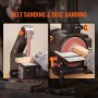 VEVOR 5" Disc Sander and 1" x 30" Belt Sander Combo with 2.5A Induction Motor, Powerful Woodworking Bench Sander with 0-45° Adjustable Cast Aluminum Work Table