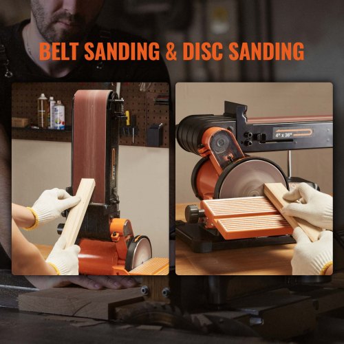VEVOR 2-in-1 Belt & Disc Sander Combo – 6" Disc, 4x36" Belt, 4.3A Motor, 3570 RPM, With Cast Aluminum Work Table