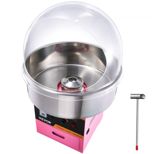 VEVOR Electric Cotton Candy Machine, 1000W Candy Floss Maker, Commercial Cotton Candy Machine with Stainless Steel Bowl, Sugar Scoop, and Cover, Perfect for Home Kids Birthday, Family Party Pink
