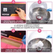 VEVOR Commercial Cotton Candy Machine with Cover Sugar Floss Maker 1000W Party
