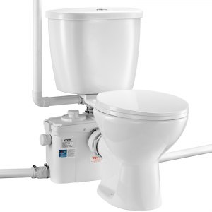 VEVOR Macerating Toilet System with Powerful 800W Macerator Pump, Rear Discharge and Upflush Toilet For Basement, Dual Flush Water Disposal, Macerating Toilet System Kit with 4-Inlet, Space Saving | VEVOR US