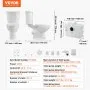 VEVOR Macerating Toilet System with Powerful 800W Macerator Pump, Rear Discharge and Upflush Toilet For Basement, Dual Flush Water Disposal, Macerating Toilet System Kit with 4-Inlet, Space Saving