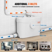 VEVOR Macerating Toilet System with 700W Pump Upflush Toilet For Basement