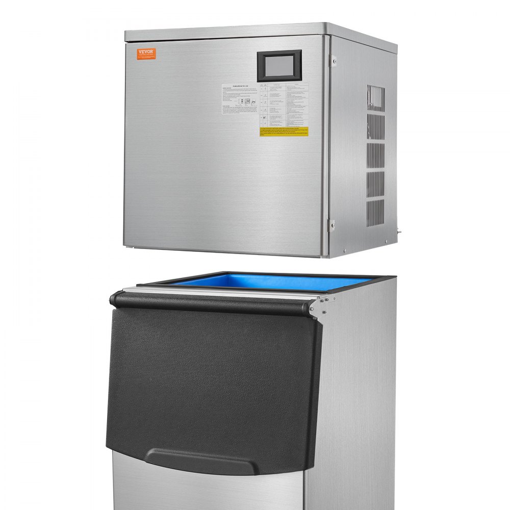 VEVOR Commercial Ice Maker 400LBS/24H & 300LBS Storage Bin Auto Self-Cleaning
