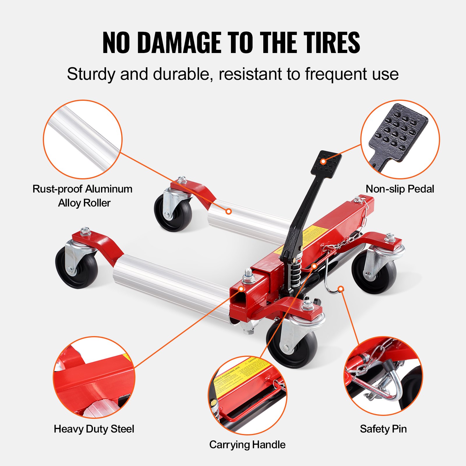 VEVOR Wheel Dolly, Max Capacity 1500 Lbs Car Dolly, Car Jack Dolly Lifter with 360° Rotatable Wheels, Heavy Duty Vehicle Positioning Hydraulic Tire Jack, for Vehicle Car Auto Repair Moving, Set of 4