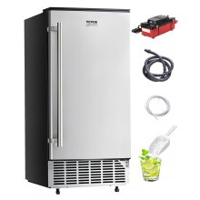 VEVOR Undercounter Built-in Ice Maker 80 Lbs/Day with Drain Pump Reversible Door