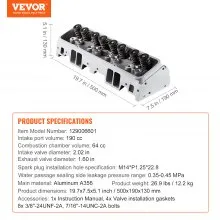 VEVOR Engine Cylinder Head Assembly Replacement, Aluminum Engine Cylinder Head Kit, Compatible with Small Block Chevrolet Engines, SBC 327/ 350/ 383, Corvette, Camaro, Z06