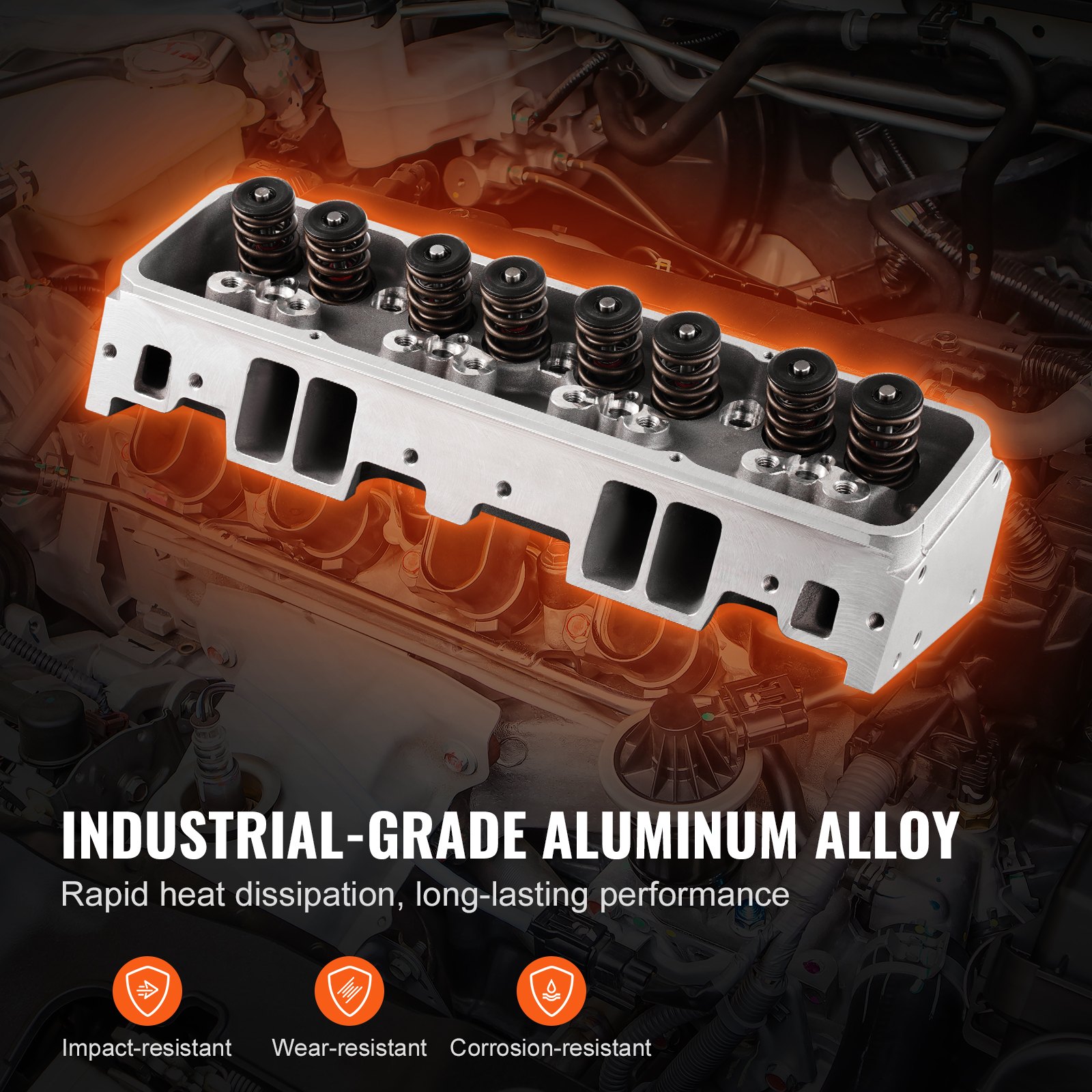 VEVOR Engine Cylinder Head Assembly Replacement, Aluminum Engine Cylinder Head Kit, Compatible with Small Block Chevrolet Engines, SBC 327/ 350/ 383, Corvette, Camaro, Z06